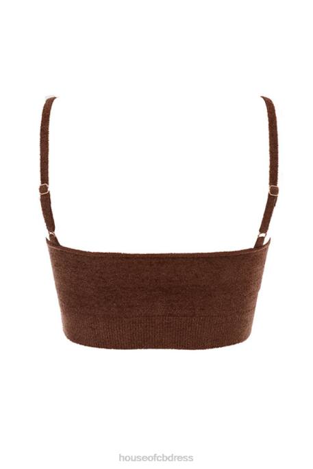 House of CB Lorna Chocolate Fluffy Knit Crop Top Clothing 4H6N778