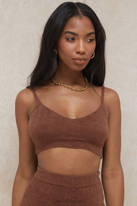 House of CB Lorna Chocolate Fluffy Knit Crop Top Clothing 4H6N778