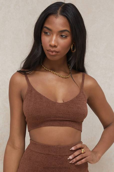 House of CB Lorna Chocolate Fluffy Knit Crop Top Clothing 4H6N778