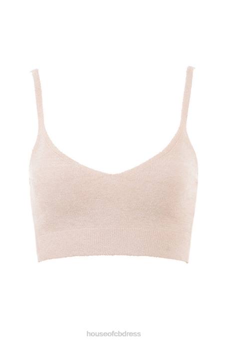 House of CB Lorna Cream Fluffy Knit Crop Top Clothing 4H6N779