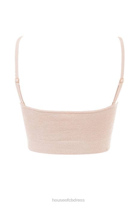 House of CB Lorna Cream Fluffy Knit Crop Top Clothing 4H6N779