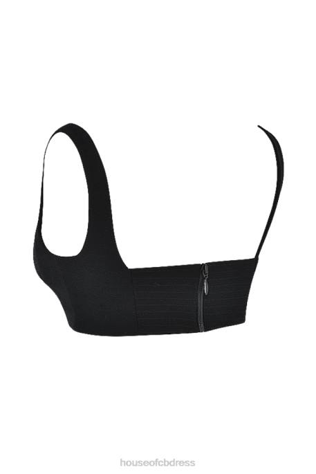 House of CB Luciana Black Pleated Bandeau Top Clothing 4H6N724