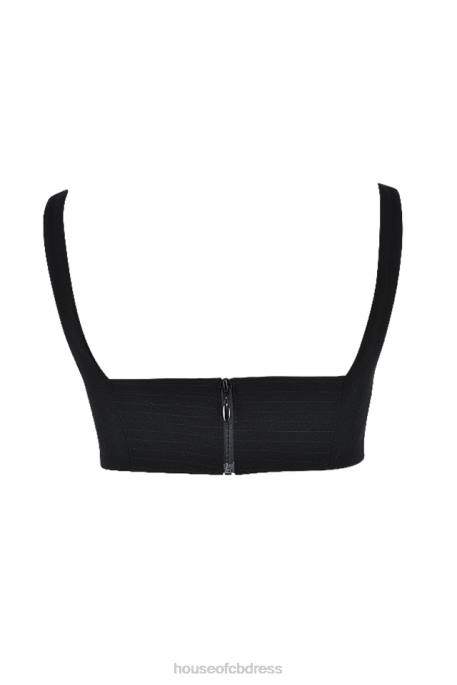 House of CB Luciana Black Pleated Bandeau Top Clothing 4H6N724