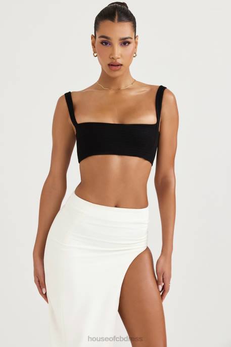 House of CB Luciana Black Pleated Bandeau Top Clothing 4H6N724