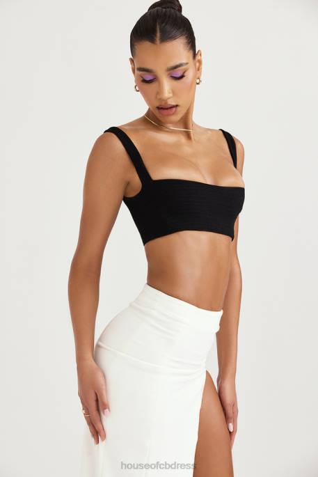 House of CB Luciana Black Pleated Bandeau Top Clothing 4H6N724