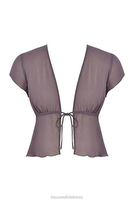 House of CB Maia Dark Mauve Tie Front Top Clothing 4H6N708