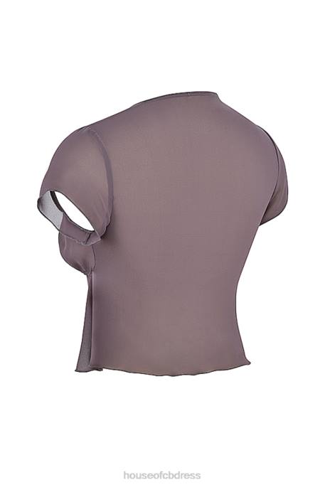 House of CB Maia Dark Mauve Tie Front Top Clothing 4H6N708