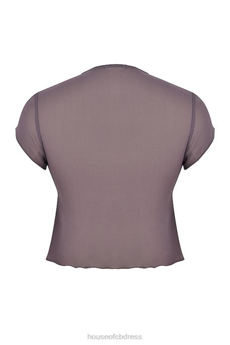 House of CB Maia Dark Mauve Tie Front Top Clothing 4H6N708