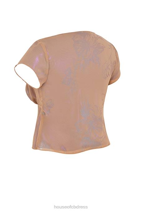 House of CB Maia Shimmer Cafe Au Lait Tie Front Top Clothing 4H6N700