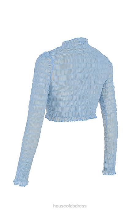 House of CB Mistress Rocks Delight Powder Blue Shirred Crop Top Clothing 4H6N740