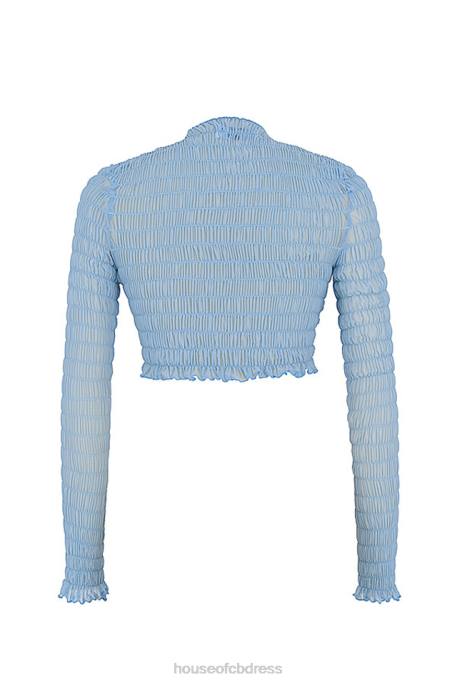 House of CB Mistress Rocks Delight Powder Blue Shirred Crop Top Clothing 4H6N740
