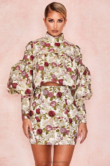 House of CB Naeve Vintage Floral Ruffle Top Clothing 4H6N809