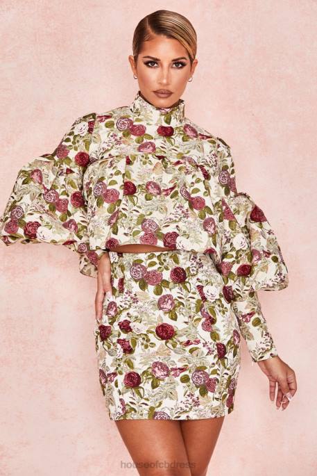 House of CB Naeve Vintage Floral Ruffle Top Clothing 4H6N809