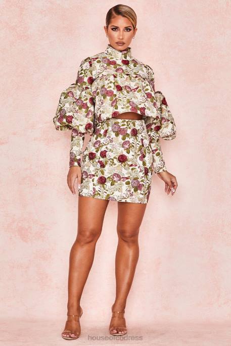 House of CB Naeve Vintage Floral Ruffle Top Clothing 4H6N809