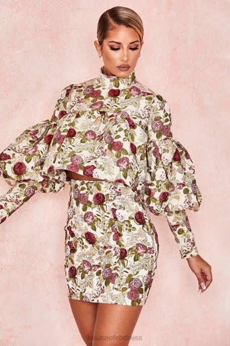 House of CB Naeve Vintage Floral Ruffle Top Clothing 4H6N809