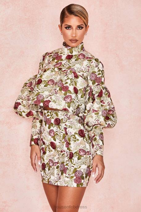 House of CB Naeve Vintage Floral Ruffle Top Clothing 4H6N809