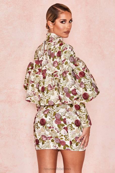 House of CB Naeve Vintage Floral Ruffle Top Clothing 4H6N809
