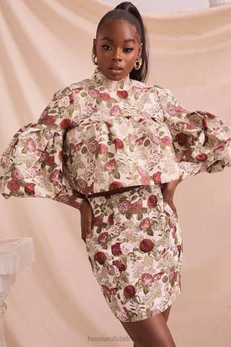 House of CB Naeve Vintage Floral Ruffle Top Clothing 4H6N809