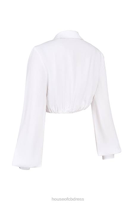 House of CB Palmer White Plunge Blouson Top Clothing 4H6N666