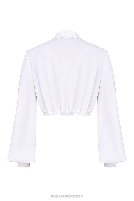 House of CB Palmer White Plunge Blouson Top Clothing 4H6N666