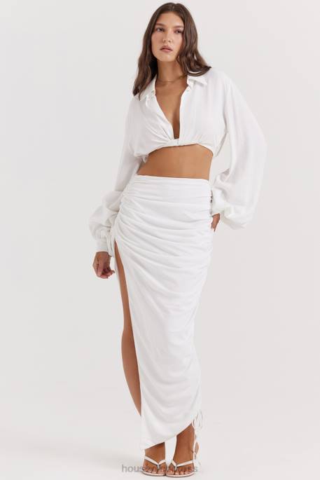 House of CB Palmer White Plunge Blouson Top Clothing 4H6N666