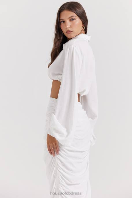 House of CB Palmer White Plunge Blouson Top Clothing 4H6N666