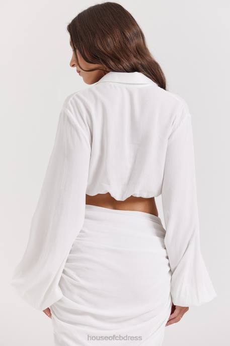 House of CB Palmer White Plunge Blouson Top Clothing 4H6N666