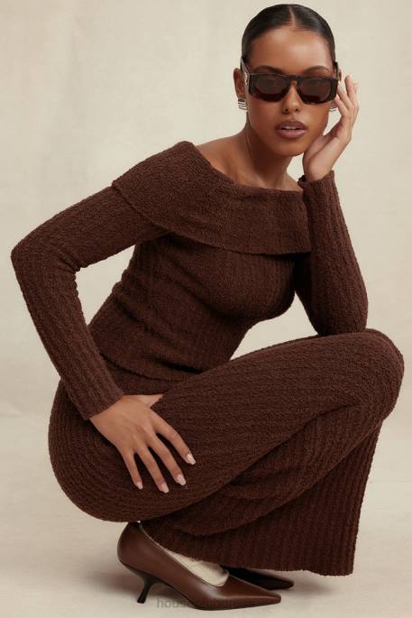 House of CB Saffron Chocolate Soft Boucle Knit Top Clothing 4H6N656