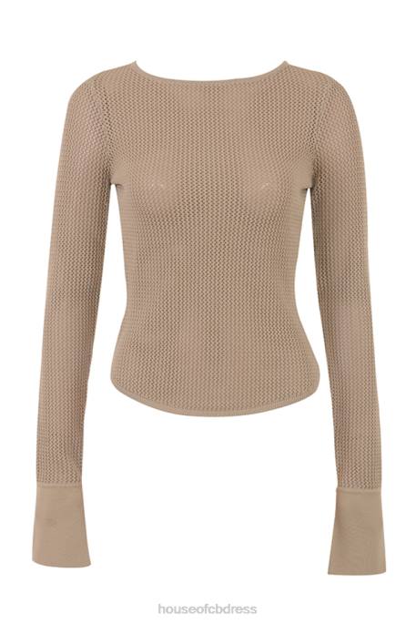 House of CB Savannah Taupe Knit Long Sleeve Top Clothing 4H6N709