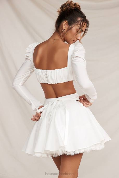 House of CB Shira White Puff Sleeve Top Clothing 4H6N669