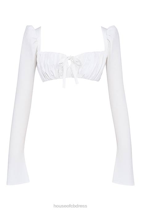House of CB Shira White Puff Sleeve Top Clothing 4H6N669