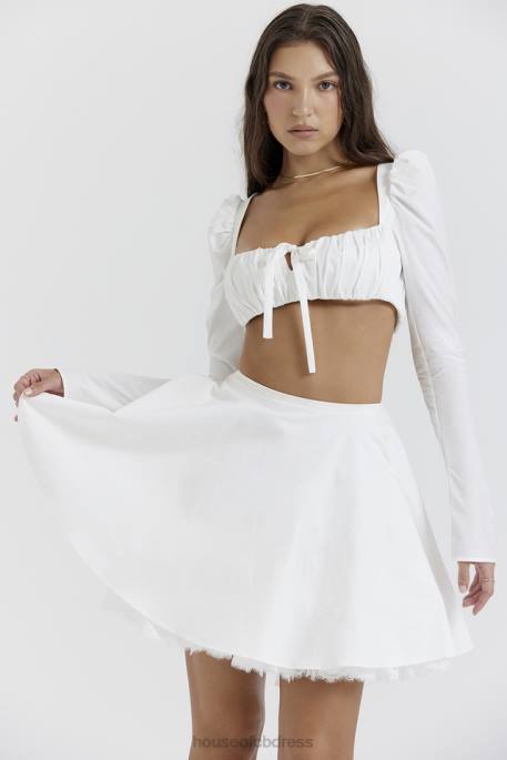 House of CB Shira White Puff Sleeve Top Clothing 4H6N669