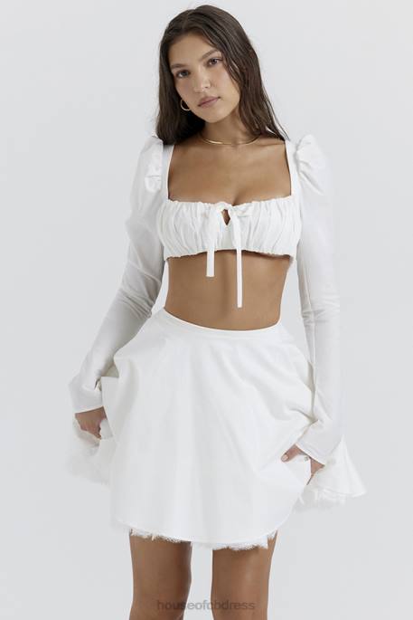 House of CB Shira White Puff Sleeve Top Clothing 4H6N669