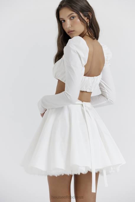 House of CB Shira White Puff Sleeve Top Clothing 4H6N669