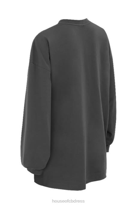 House of CB Strata Charcoal Long Sleeve Top Clothing 4H6N784