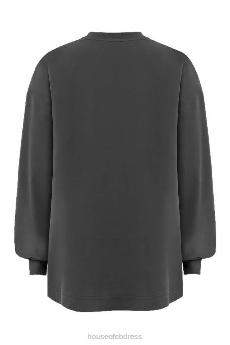 House of CB Strata Charcoal Long Sleeve Top Clothing 4H6N784