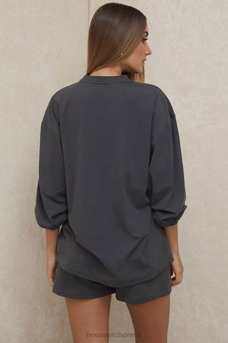 House of CB Strata Charcoal Long Sleeve Top Clothing 4H6N784