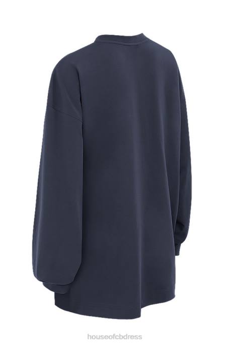 House of CB Strata Navy Long Sleeve Top Clothing 4H6N787