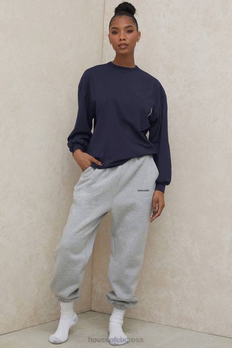 House of CB Strata Navy Long Sleeve Top Clothing 4H6N787