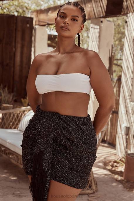 House of CB Tanice White Linen Mix Bandeau Top Clothing 4H6N805