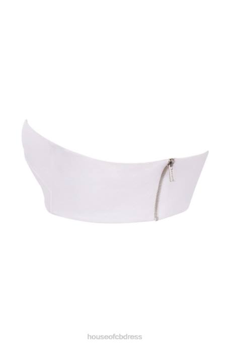 House of CB Tanice White Linen Mix Bandeau Top Clothing 4H6N805