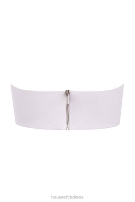 House of CB Tanice White Linen Mix Bandeau Top Clothing 4H6N805