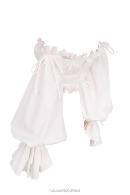 House of CB Tula White Ruched Off Shoulder Top Clothing 4H6N808
