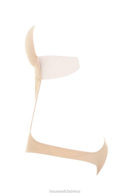 House of CB Beige Plunge Self Adhesive Backless Bodysuit Clothing 4H6N822