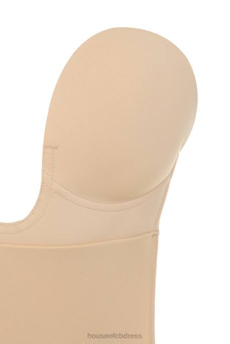 House of CB Beige Plunge Self Adhesive Backless Bodysuit Clothing 4H6N822