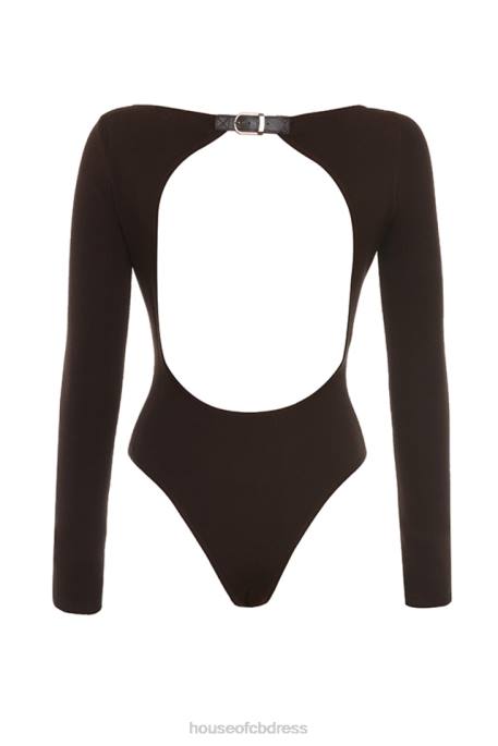 House of CB Inoe Espresso Open Back Bodysuit Clothing 4H6N663