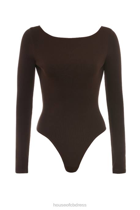 House of CB Inoe Espresso Open Back Bodysuit Clothing 4H6N663