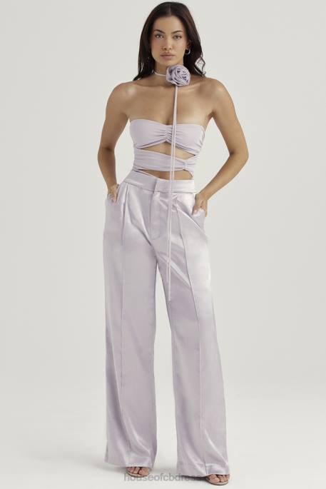 House of CB Joie Grey Flower Trimmed Bodysuit Clothing 4H6N713