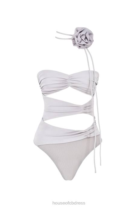 House of CB Joie Grey Flower Trimmed Bodysuit Clothing 4H6N713