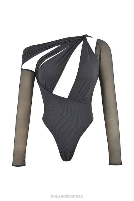 House of CB Lilah Shadow Asymmetric Cutout Bodysuit Clothing 4H6N720